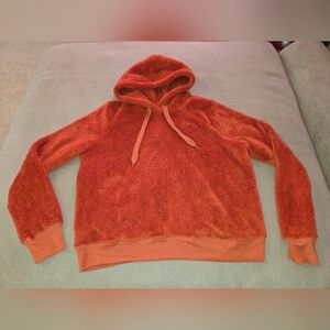 Fifth Sun Terracotta Orange Sherpa Hoodie pull over women's XL Preowned
